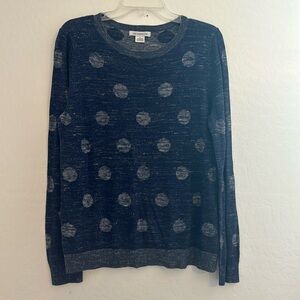 Liz Claiborne women’s‎ large blue polka dot sweater casual office knit